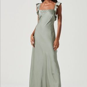 ASTR The Label - Bryna Ruffle Satin Dress (Sage)